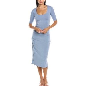 Rebecca Taylor Dress Ruched U Midi Knit Dress Blue Size Medium NWT